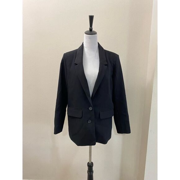 Old Navy Career Black Balzer Preppy Shoulder Pads Two Front Buttons Size M - Picture 1 of 8